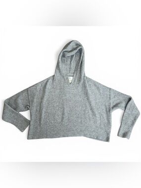 Offline By Aerie Womens Cropped Fuzzy Fleece Sweater Hooded Size Medium Gray